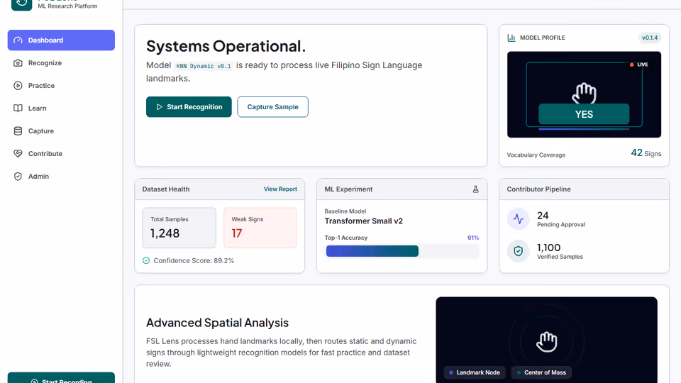 FSL Lens machine learning dashboard